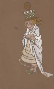 Projekt kostiumu Białej Królowej dla Alicji w Krainie Czarów z 1915 roku.