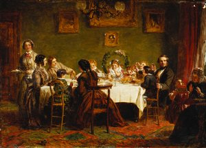 Szkic do „Wiele szczęśliwych powrotów dnia”, c. 1856 (olej na pokładzie) autorstwa William Powell Frith