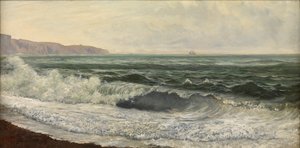 Trudna pogoda, West Bay, Dorset (olej na panelu) autorstwa William Pye