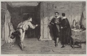 Wyzwanie, walka purytanina między honorem a sumieniem autorstwa William Quiller Orchardson