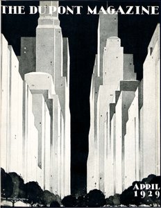 Wieżowce, przednia okładka magazynu DuPont, kwiecień 1929 autorstwa William R. Jr. Hollingsworth