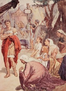 Coriolanus and the Matrons of Rome, ilustracja z „Życia Plutarcha dla chłopców i dziewcząt”, powtórzona przez W.H. Weston, Londyn ok. 1910 (kolor lito)