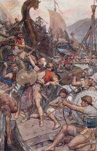 Śmierć perskiego admirała w Salamis (kolor lito)