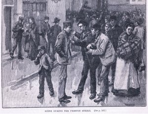 Scena podczas strajku w Preston 1856 AD autorstwa William Rainey