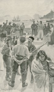 Przybycie statku rocznego do Fortu York, Zatoka Hudsona autorstwa William Rainey