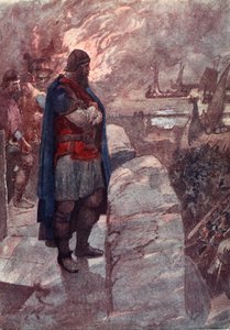 „Statki nie będą załadowane towarami, ale obsadzone okrutnymi wrogami”, ilustracja z „Historii Francji opowiedzianej chłopcom i dziewczętom” Mary Macgregor, 1920 autorstwa William Rainey