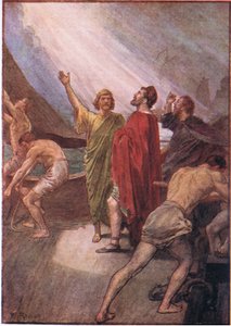 Timoleon wypływa na Sycylię, z Plutarch Lives opublikowanych przez T C & E C Jack Ltd autorstwa William Rainey