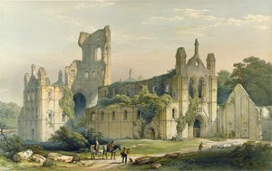 Opactwo Kirkstall, widziane od północnego zachodu. - Z „Ruin klasztoru Yorkshire”, wygrawerowany przez H. Hawkinsa