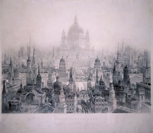 Wymarzone miasto budynków Christophera Wrena, 1842 r autorstwa William Richardson