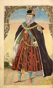 Charles Howard, pierwszy hrabia Nottingham, z Honor Military, oraz Civill, William Segar, wyd. Robert Barker, Londyn, 1602 (ręcznie barwiony grawerunek)