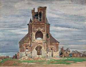Kościół w Bourlon (olej na płótnie)