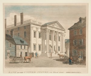 Bank of the United States, przy Trzeciej Ulicy Filadelfii autorstwa William Russell Birch