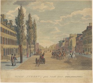 High Street, od ulicy Dziewiątej w Filadelfii autorstwa William Russell Birch