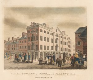 Południowo-wschodni róg Third Street i Market Street autorstwa William Russell Birch