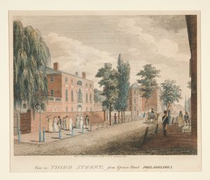 Widok na Third Street od Spruce Street, Filadelfia autorstwa William Russell Birch