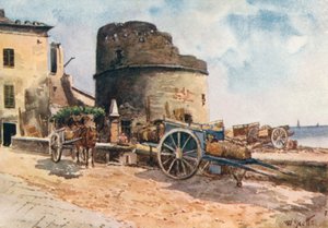 Bastion na brzegu, Ceriale (kolorowa litografia)