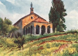 Kościół w pobliżu Vallauris (kolorowa litografia) autorstwa William Scott