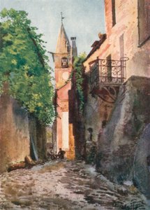 Ulica w Villanuova, niedaleko Albengi (kolorowa litografia)