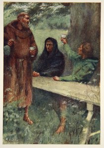 Robin Hood and the Black Monk, frontispis z „Hero Myths and Legends of the British Race” autorstwa M.I. Przypływ, 1910