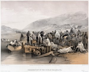 Zaokrętowanie chorych w Bałakławie, 1855 r. autorstwa William Crimea Simpson