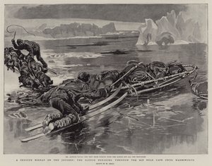 Poważna wpadka w podróży, sanie przedzierające się przez lód w pobliżu przylądka Cecil Harmsworth autorstwa William Small