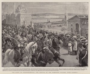 Zamieszki w Konstantynopolu, przybycie kawalerii Hamidieh z Armenii” autorstwa William Small