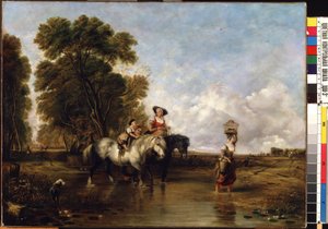 Przeprawa przez ford (przez bród). Obraz Williama I Shayera (1788-1879). Olej na płótnie, 94,5 x 127,5 cm. XIX-wieczna szkoła angielska. Państwowe Muzeum Sztuki im. MK Ciurlionisa w Kownie (Litwa).