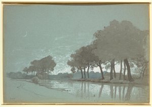 Rysunek, scena nad kanałem w pobliżu Brugii, Belgia, 1875-80 autorstwa William Stanley Haseltine