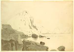 Rysunek przedstawiający widok Capri we Włoszech z południowym wybrzeżem i Faraglione, ok. 1865 r. autorstwa William Stanley Haseltine