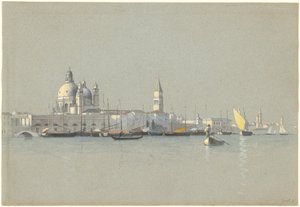 Widok na kanał Giudecca w kierunku Salute i Campanile San Marco autorstwa William Stanley Haseltine