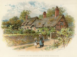 Domek Anne Hathaway w Shottery (kolorowa litografia) autorstwa William Stephen Coleman