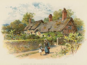W Krainie Szekspera, domek Anne Hathaway w Shottery, Stratford-on-Avon (chromolitho) autorstwa William Stephen Coleman