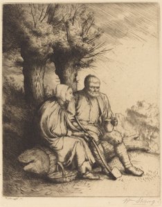 Mężczyzna i kobieta pod drzewem autorstwa William Strang