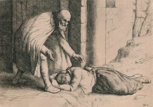 Miłosierdzie omdlewa przed bramą, c1916 autorstwa William Strang