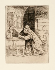 Montaigne i kot. Ilustracja autorstwa Izaaka Waltona i Charlesa Cottona z The Compleat Agler autorstwa William Strang