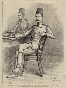 Sirdar, Sir H H Kitchener i jego ADC, Bimbashi J K Watson (lito) autorstwa William T. Maud