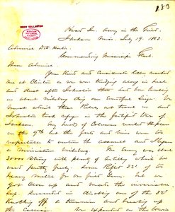 List od W.T. Shermana, kwatery głównej, Army in the Field, Jackson, Mississippi, do [Davida D.] Portera, 19 lipca 1863 autorstwa William T. Sherman