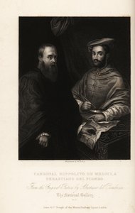 Portret Sebastiano del Piombo, włoskiego malarza okresu wysokiego renesansu i wczesnego manieryzmu, około 1485-1547, z kardynałem Ippolito de
