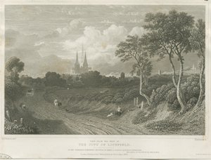 Katedra w Lichfield – widok na zachód autorstwa William Tombleson