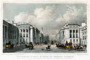 Waterloo Place i część Regent Street, Westminster, Londyn, 1828.