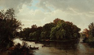 Scena nad jeziorem, pływanie łódką 1861 (olej na płótnie) autorstwa William Trost Richards
