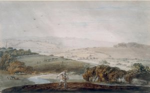 Zasiew rolnika, dolina rzeki i pagórki za nim autorstwa Joseph Mallord William Turner