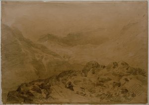 Skalista przełęcz między górami (Glen Croe, ze zboczami Ben Arthura: Ben an Lochain) autorstwa Joseph Mallord William Turner