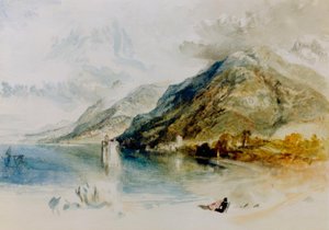 Zamek Chillon nad Jeziorem Genewskim, widziany z Villeneuve autorstwa Joseph Mallord William Turner