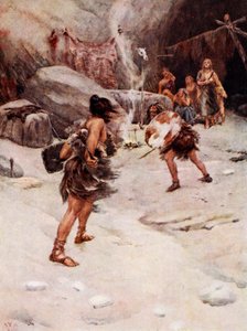 Człowiek prehistoryczny (kolor lito) autorstwa William W. (after) Collins
