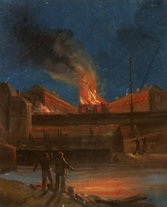 Bristol Riots: The Gaol Burning, ok. 1831 (olej na papierze)