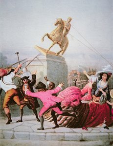 Nowojorscy patrioci burzą pomnik Jerzego III w Bowling Green, 9 lipca 1776 r.