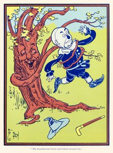 „Gałęzie pochyliły się i owinęły wokół niego” z „Wspaniałego czarnoksiężnika z krainy Oz” L. Franka Bauma autorstwa William Wallace Denslow