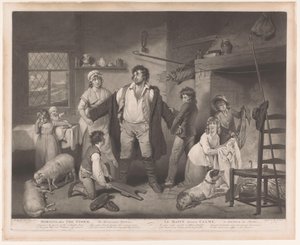 Rodzina wita ojca w domu po burzy Poranek po burzy, powrót męża / Le Matin devenue Calme, le retour du mari (tytuł na obiekcie) autorstwa William Ward