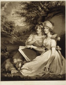 Córki Sir Thomasa Franklanda, baroneta, 1797 (mezzotinta w brązowym tuszu) autorstwa William Ward